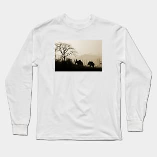 Asian Elephants Trekking In The Jungle Photograph Long Sleeve T-Shirt